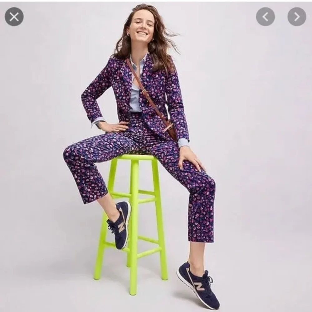 NEW J.Crew Kickout Floral Stretch Corduroy Pants Size 8 - Picture 1 of 8